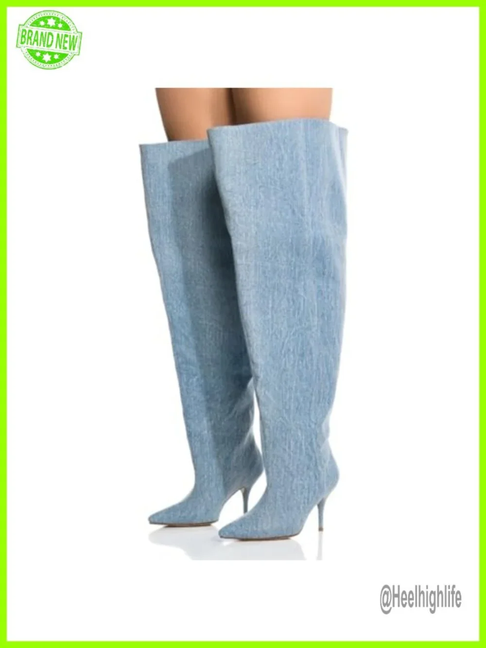Wide Calf Thigh High Heeled Boots Stiletto Cone Heel Pointed Toe Pull On